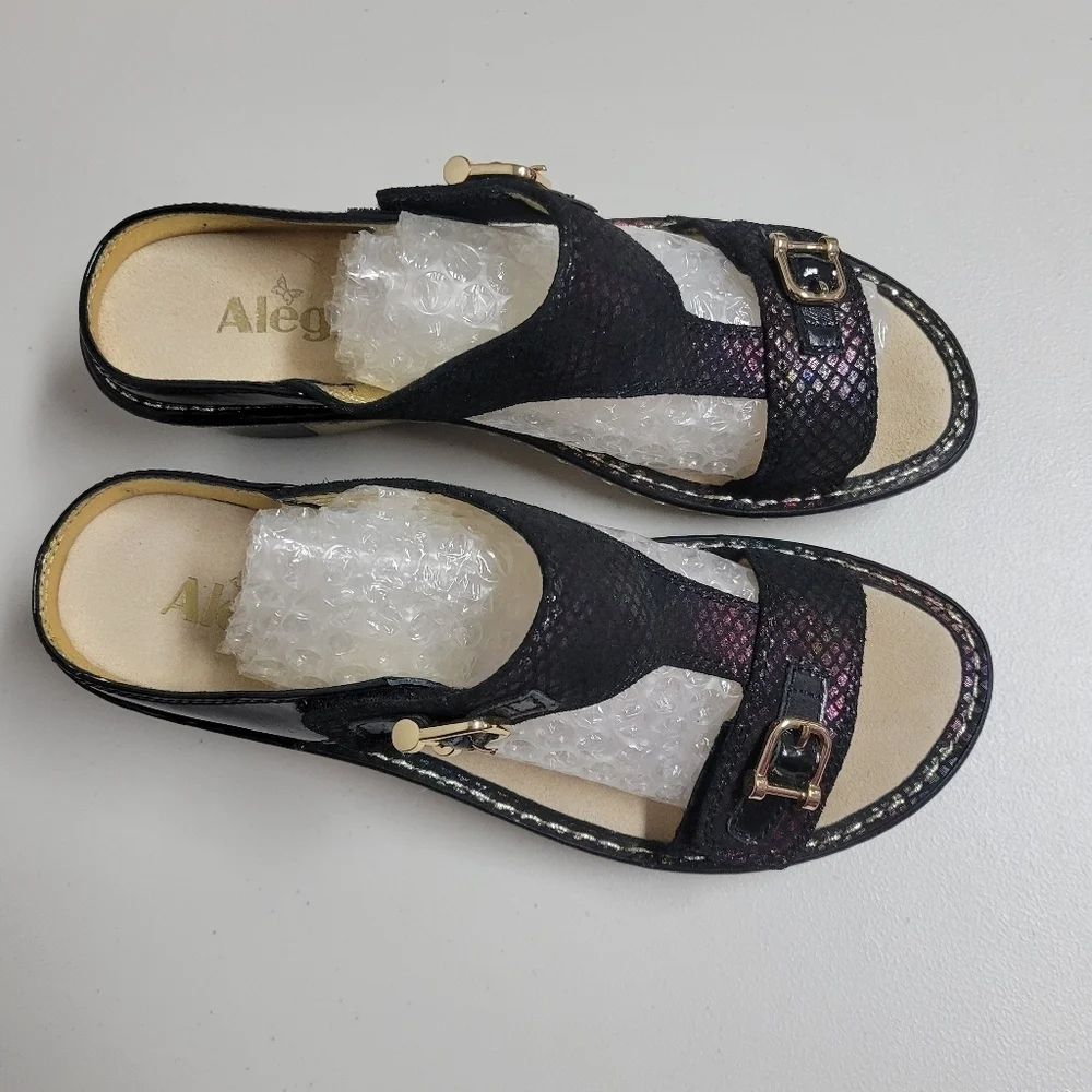 Alegria Lara Gemboree Irisdescent Wedge Sandals Size 40.